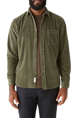 Frank And Oak Washed Organic Cotton Corduroy Shirt Jacket in Green