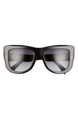 CELINE 57mm Gradient Square Sunglasses in Black/Brown