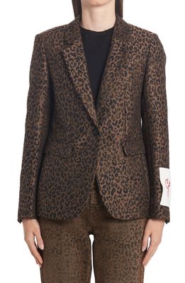 Golden Goose Dune Leopard Virgin Wool Blend Blazer in New Bison/Black
