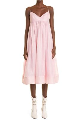 Zimmermann Dancer Empire Waist Linen & Silk Dress in Dusty Pink