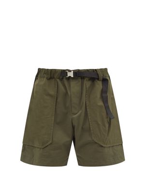 Sacai - Belted Cotton-twill Cargo Shorts - Mens - Khaki