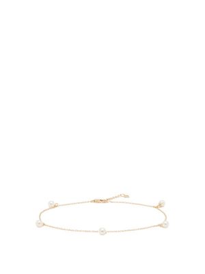 Mateo - 5 Point Pearl & 14kt Gold Anklet - Womens - Pearl