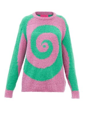 The Elder Statesman - Swirl-jacquard Cashmere-bouclé Sweater - Womens - Pink Multi