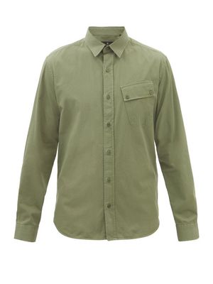 Belstaff - Belted Patch-pocket Cotton-twill Shirt - Mens - Green