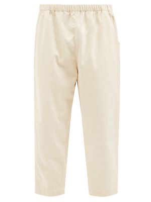 11.11 / Eleven Eleven - Elasticated-waist Denim Cropped Trousers - Mens - Cream