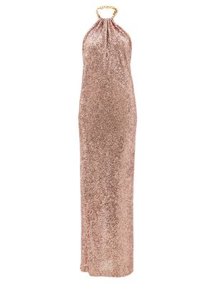 Tom Ford - Chain-embellished Sequinned Gown - Womens - Pink