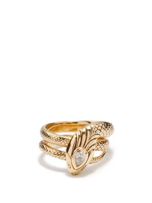 Jacquie Aiche - Eva Diamond & 14kt Gold Snake Ring - Womens - Yellow Gold