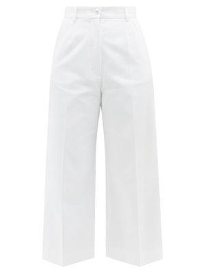 Dolce & Gabbana - Cropped Cotton-blend Gabardine Trousers - Womens - White