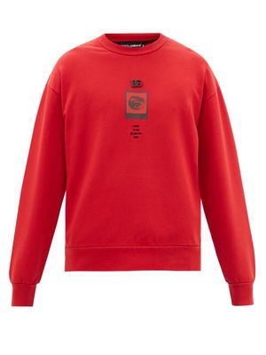 Dolce & Gabbana - Back-print Jersey Sweatshirt - Mens - Red