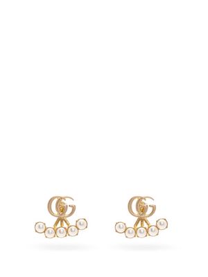 Gucci - GG-logo And Detachable Faux-pearl Earrings - Womens - Pearl