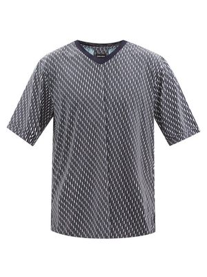 Giorgio Armani - Geometric-print Jersey T-shirt - Mens - Blue