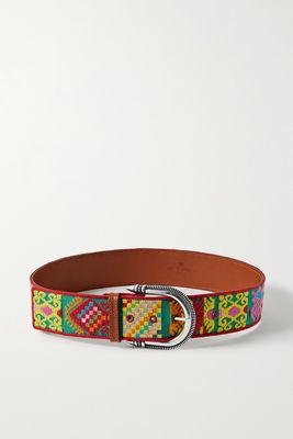 Etro - Embroidered Leather Belt - Brown