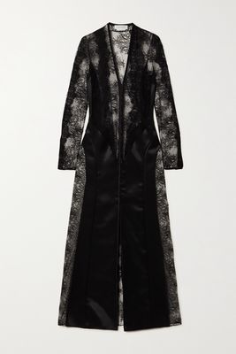 Gabriela Hearst - Yernard Paneled Wool And Silk-blend Satin And Lace Maxi Dress - Black