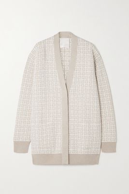Givenchy - Oversized Intarsia Cashmere Cardigan - Neutrals