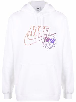 Nike Swoosh-print cotton hoodie - White