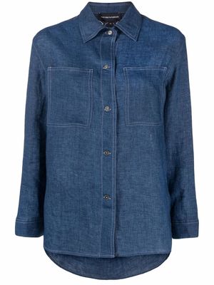 Emporio Armani long-sleeved denim shirt - Blue