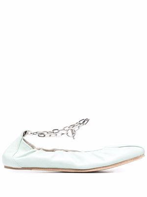 Vic Matie chain-detail leather ballerina shoes - Green