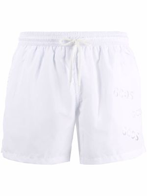 Gcds logo cut-out detail swim shorts - White