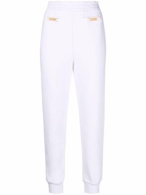 Elisabetta Franchi logo-plaque cotton-blend track pants - White