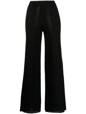 Marine Serre Crescent Moon-pattern wide-leg trousers - Black