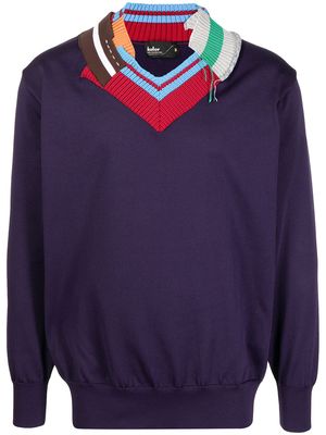Kolor layered V-neck jumper - Purple