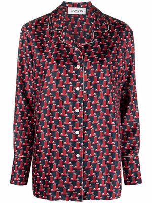 LANVIN monogram-print pyjama button-front shirt - Red
