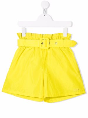 MSGM Kids belted wide-leg shorts - Yellow