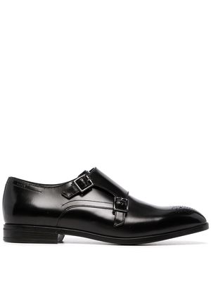 Bally almond-toe leather monk shoes - Black