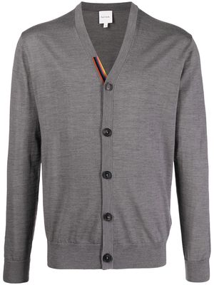 PAUL SMITH stripe-pattern wool cardigan - Grey