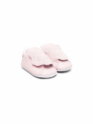 Kenzo Kids embroidered leather pre-walker shoes - Pink