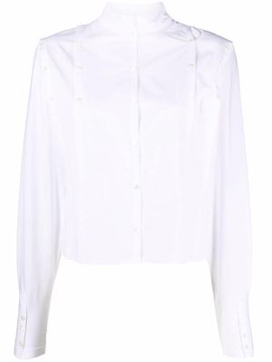 Rochas button open-shoulder sleeve shirt - White