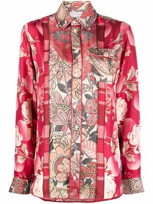 Pierre-Louis Mascia embroidered long-sleeve silk blouse - Pink