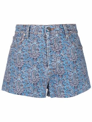 ETRO paisley pattern denim shorts - Blue