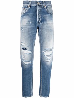 DONDUP distressed-effect tapered jeans - Blue