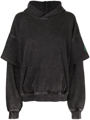 Alexander Wang acid-wash double-sleeve pullover hoodie - Grey