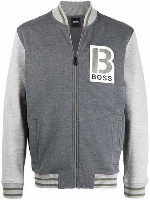 BOSS logo-patch bomber jacket - Grey