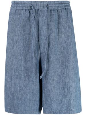 Emporio Armani drawstring linen bermuda shorts - Blue
