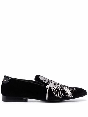 Philipp Plein Skeleton slip-on loafers - Black