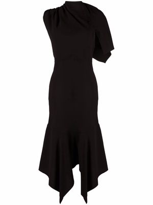 colville asymmetric draped-detail midi dress - Black