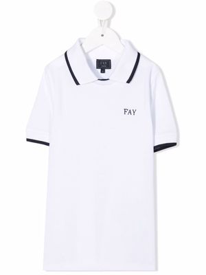Fay Kids embroidered-logo short-sleeves polo shirt - White