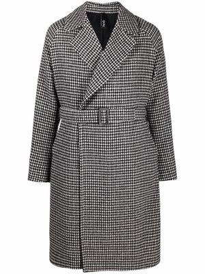 Hevo check-print belted tailored coat - Black