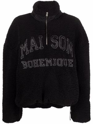 Maison Bohemique logo-patch zip-up sweatshirt - Black