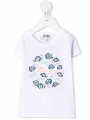 Kenzo Kids animal-print cotton T-shirt - White