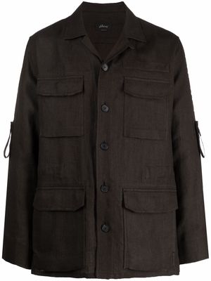 Brioni multi-pocket linen-silk jacket - Brown