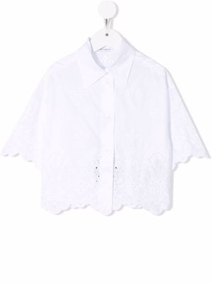 Dolce & Gabbana Kids lace-trimmed embroidered shirt - White