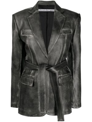 Alexander Wang belted leather blazer - Grey
