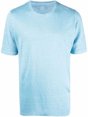 120% Lino short-sleeve linen T-shirt - Blue