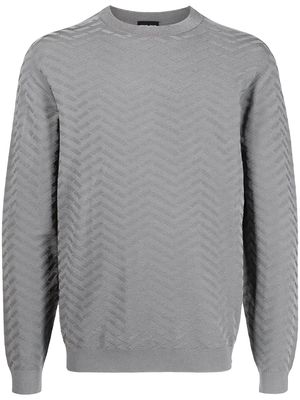Giorgio Armani chevron-pattern crew-neck jumper - Grey