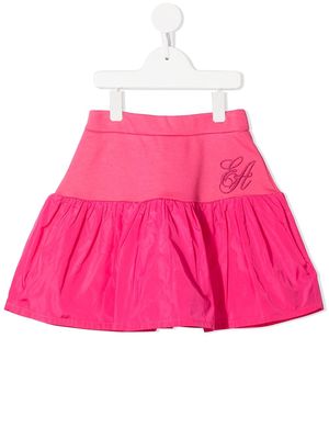 Emporio Armani Kids logo-embroidered flared mini skirt - Pink