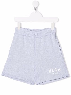 MSGM Kids logo-print cotton shorts - Grey